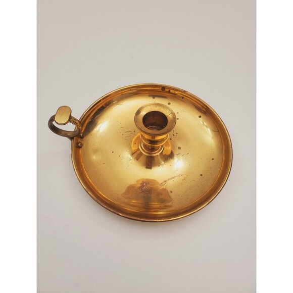 Vintage Brass Candle Holder - Brass Candlestick Holder - Brass Chamberstick - - Picture 5 of 10